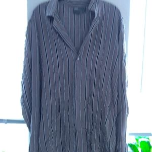 ASOS mens XL button down shirt. Light pink with black and white stripes